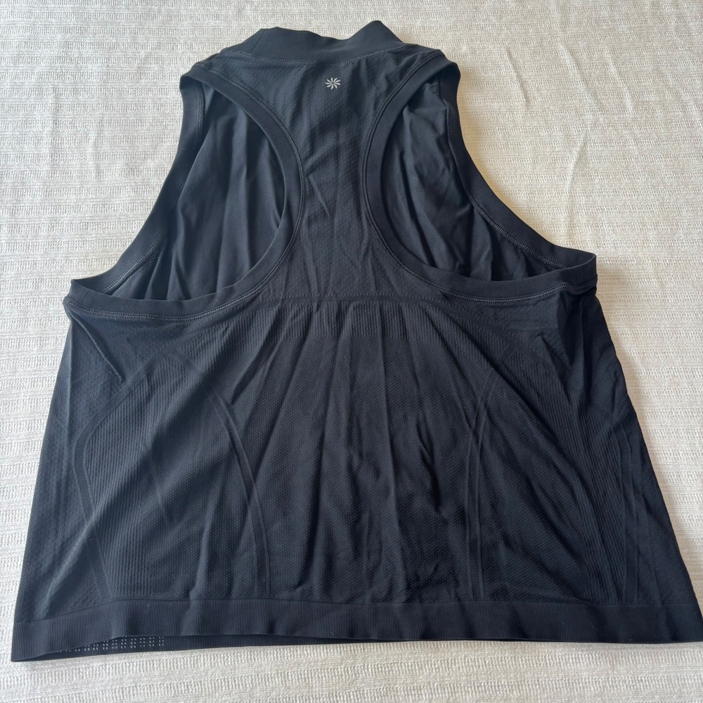 Athleta Momentum Seamless Mock Neck Tank Top Black XL Racerback Training Vest - Picture 3 of 9